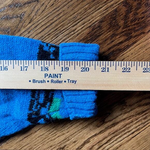 VTG 80s Demetre Pure Wool Crewneck Ski Sweater Mens L Fair Isle Geometric Blue - Picture 4 of 10